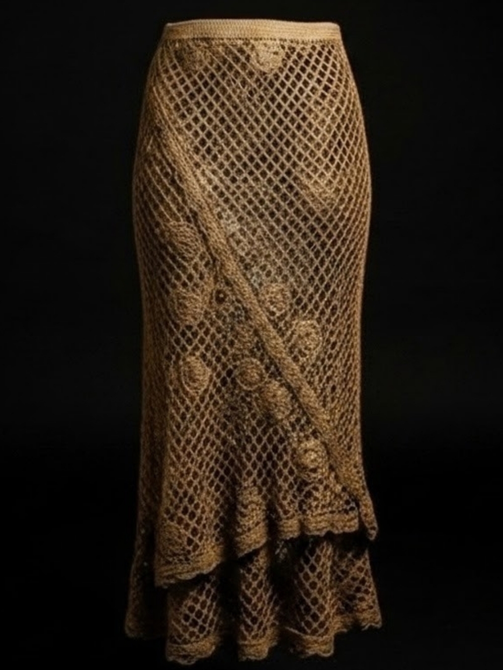 NEWPORT NEWS Light Mocha Crochet Maxi Skirt